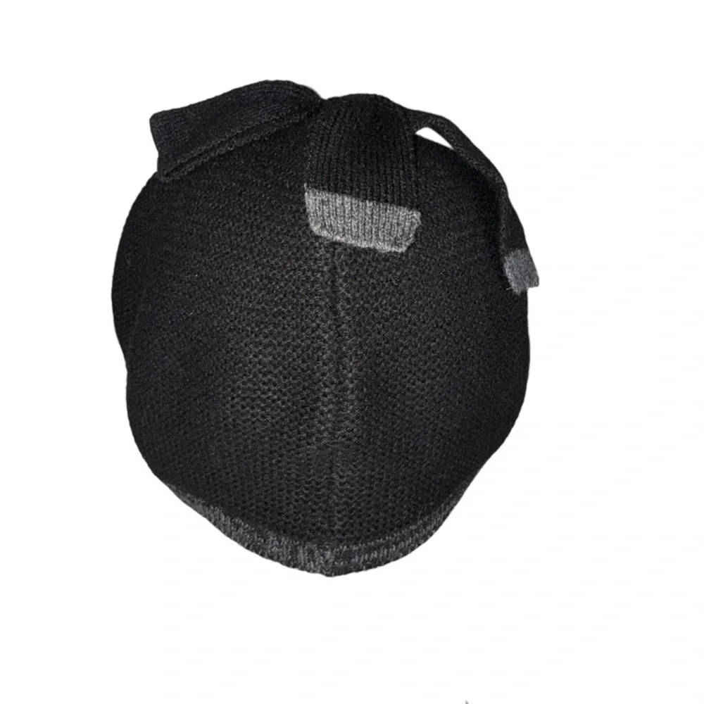 Frank Olive Girl's 100% Wool Knit Black Beanie Hat With Bow Size 2-4 Years